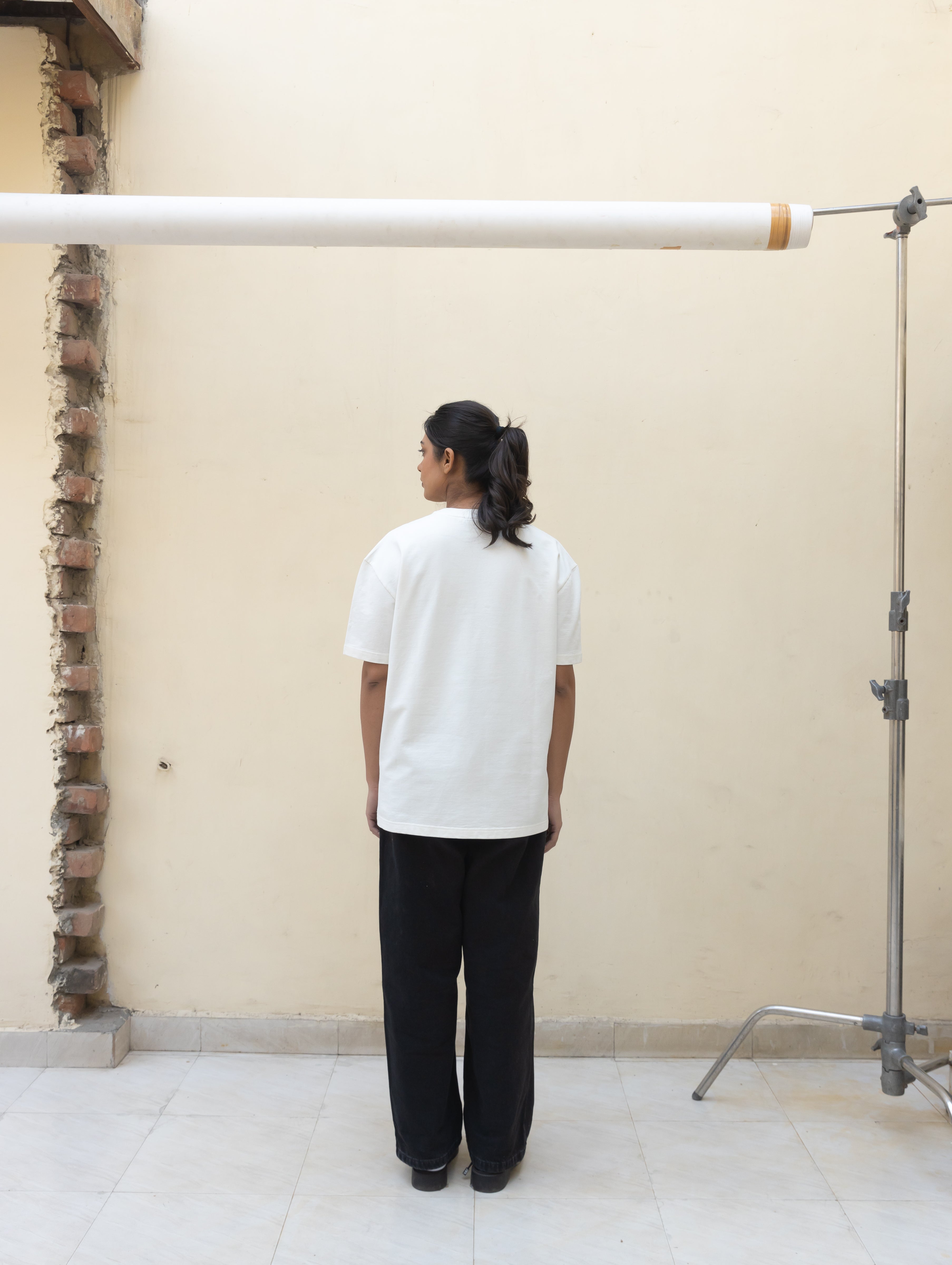 Kantha Embroidered T-Shirt - Pearl White