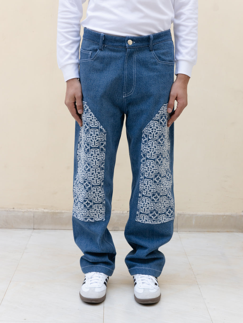 Geometric Plus Double Knee Denim