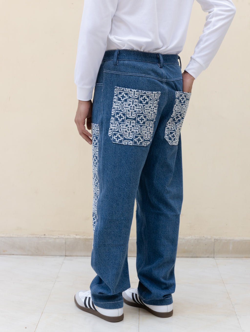 Geometric Plus Double Knee Denim