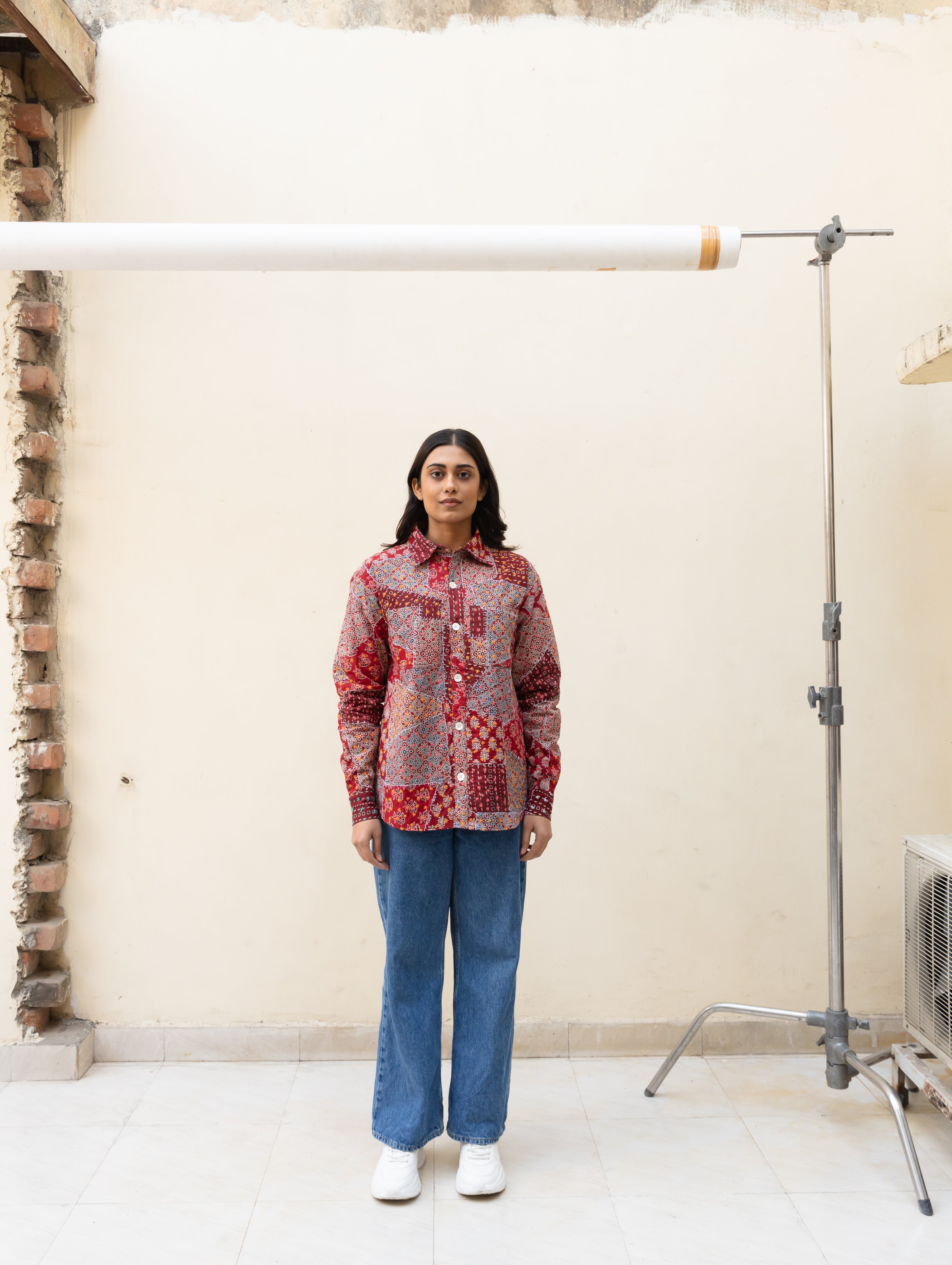 Ajrakh Patchwork Button-Down Shirt