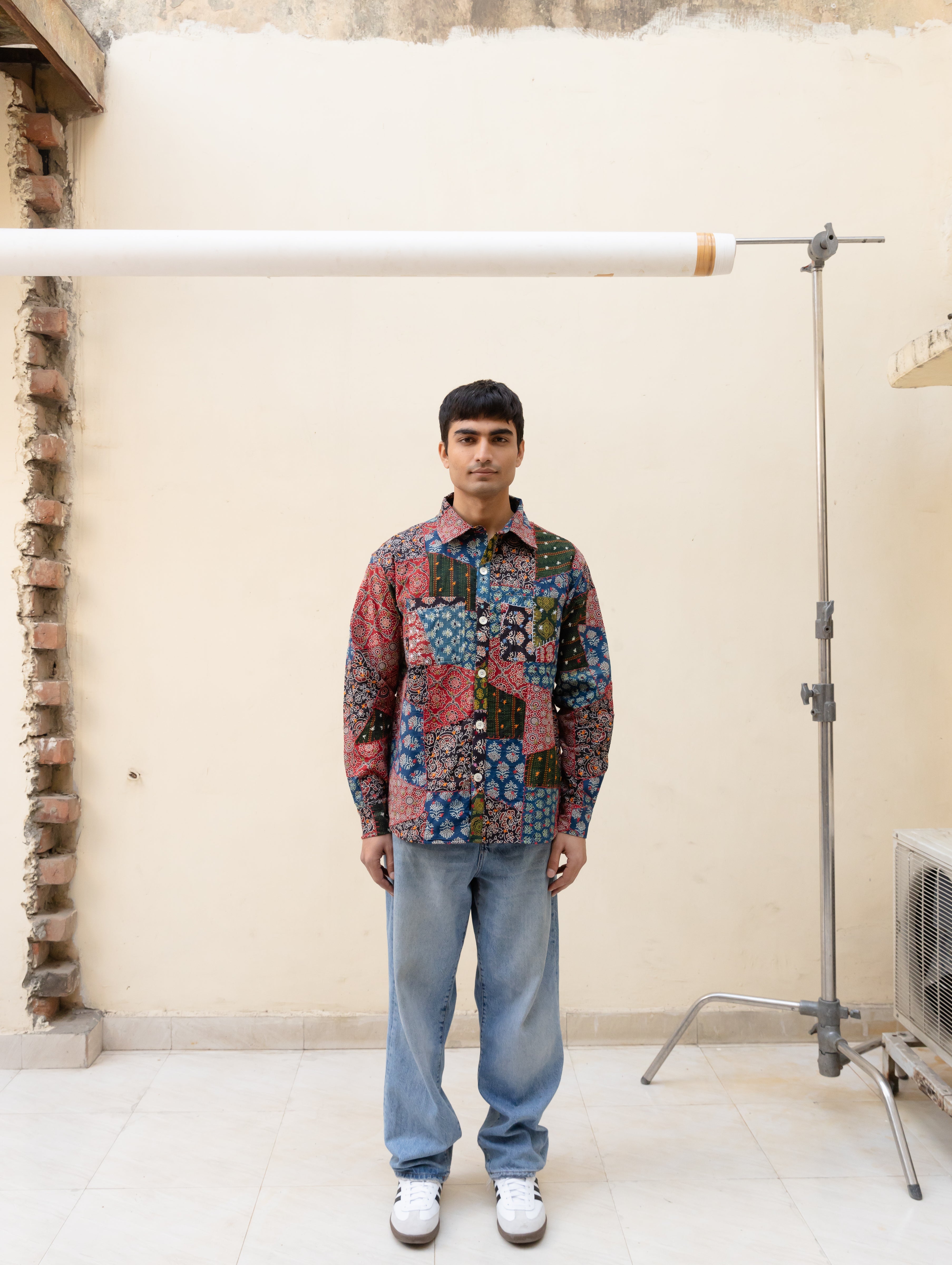 Ajrakh Patchwork Button-Down Shirt