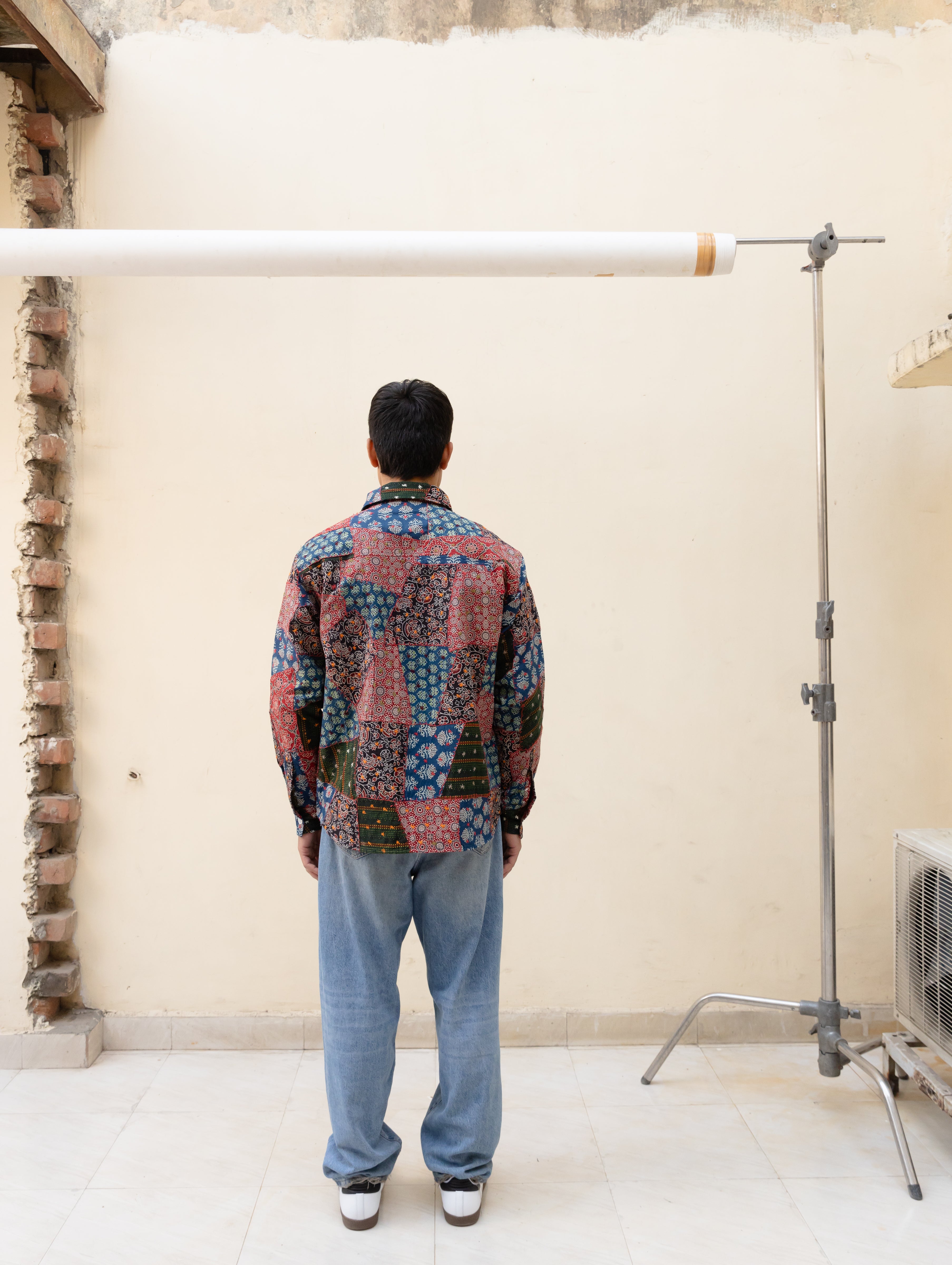 Ajrakh Patchwork Button-Down Shirt